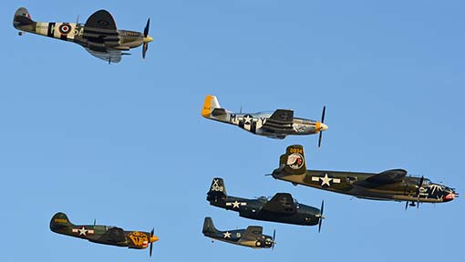 Planes of Fame Airshow at Chino Friday Twilight Flying Displays, April 29, 2016